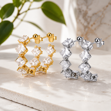 Load image into Gallery viewer, Diamond Brilliance Hoop Earrings | CZ Hoop Earrings in Gold & Silver Stainless Steel