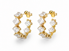 Load image into Gallery viewer, Diamond Brilliance Hoop Earrings | CZ Hoop Earrings in Gold & Silver Stainless Steel