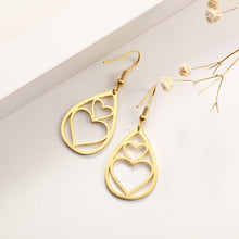 Load image into Gallery viewer, Double Heart Drop Earrings