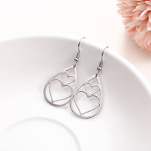 Load image into Gallery viewer, Double Heart Drop Earrings