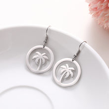 Load image into Gallery viewer, Round Palm Tree Drop Earrings