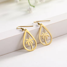 Load image into Gallery viewer, Palm Tree Teardrop Earrings