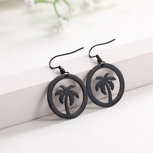 Load image into Gallery viewer, Round Palm Tree Drop Earrings