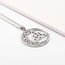 Load image into Gallery viewer, Celtic Knot Triquetra Crescent Moon Necklace