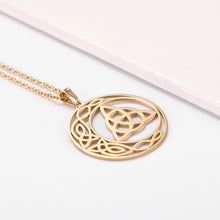 Load image into Gallery viewer, Celtic Knot Triquetra Crescent Moon Necklace