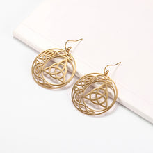 Load image into Gallery viewer, Celtic Knot Triquetra Crescent Moon Earrings