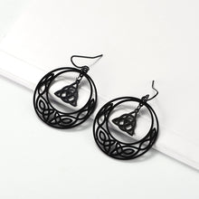 Load image into Gallery viewer, Celtic Knot Triquetra Crescent Moon Earrings