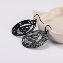 Load image into Gallery viewer, Celtic Knot Triquetra Crescent Moon Earrings