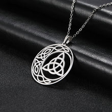 Load image into Gallery viewer, Celtic Knot Triquetra Crescent Moon Necklace