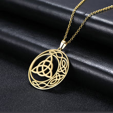 Load image into Gallery viewer, Celtic Knot Triquetra Crescent Moon Necklace