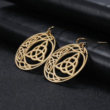 Load image into Gallery viewer, Celtic Knot Triquetra Crescent Moon Earrings