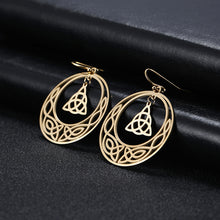 Load image into Gallery viewer, Celtic Knot Triquetra Crescent Moon Earrings