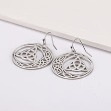 Load image into Gallery viewer, Celtic Knot Triquetra Crescent Moon Earrings