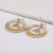 Load image into Gallery viewer, Celtic Knot Triquetra Crescent Moon Earrings