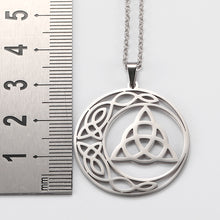Load image into Gallery viewer, Celtic Knot Triquetra Crescent Moon Necklace