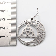 Load image into Gallery viewer, Celtic Knot Triquetra Crescent Moon Earrings