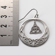 Load image into Gallery viewer, Celtic Knot Triquetra Crescent Moon Earrings