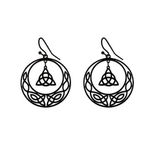 Load image into Gallery viewer, Celtic Knot Triquetra Crescent Moon Earrings