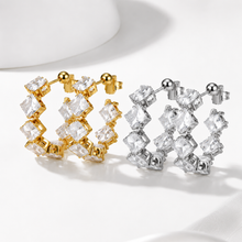 Load image into Gallery viewer, Diamond Brilliance Hoop Earrings | CZ Hoop Earrings in Gold &amp; Silver Stainless Steel
