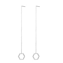 Load image into Gallery viewer, Hollow Hexagon Threader Earrings
