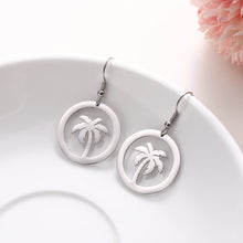 Load image into Gallery viewer, Round Palm Tree Drop Earrings
