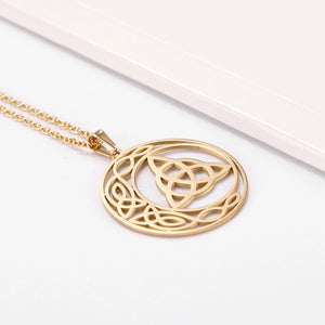 Celtic Knot Triquetra Crescent Moon Necklace
