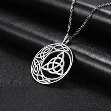 Load image into Gallery viewer, Celtic Knot Triquetra Crescent Moon Necklace
