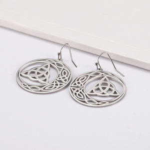 Celtic Knot Triquetra Crescent Moon Earrings