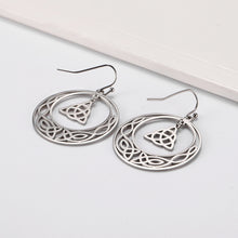 Load image into Gallery viewer, Celtic Knot Triquetra Crescent Moon Earrings
